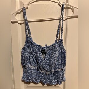 wild fable Blue Floral Ruffle Smocked Cami